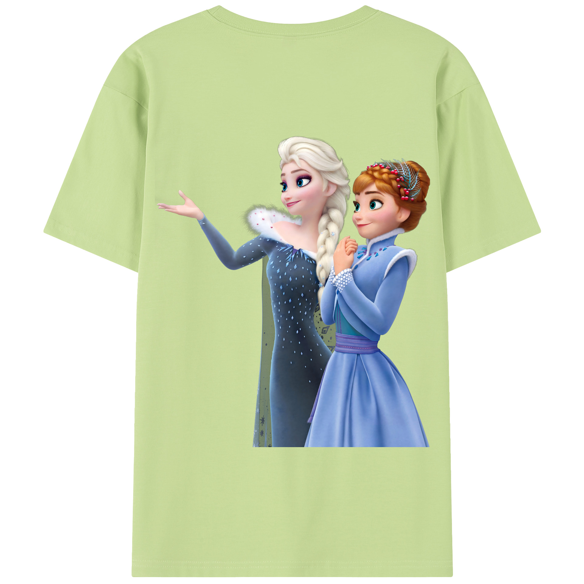 （画像用） アナと雪の女王 アンナ エルサ Frozen Anna Elsa 綿100％半袖Tシャツ（背面プリント）